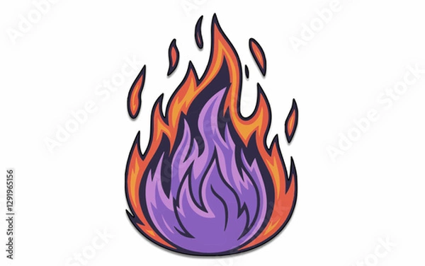 Fototapeta Colorful purple and orange flame illustration for fire symbol graphics fantasy elements and creative design concepts