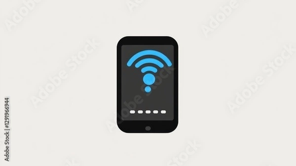 Fototapeta Mobile phone with wifi signal, simple icon, technology