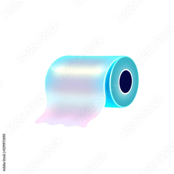 Fototapeta Paper towel holographic 3D icon. neon symbol vector illustration isolated on white background. Generative AI