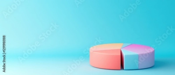Fototapeta Colorful Pie Chart on Blue Background