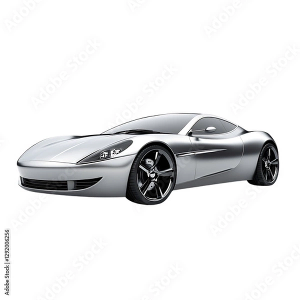 Fototapeta Sleek Silver Coupe Isolated on Transparent Background