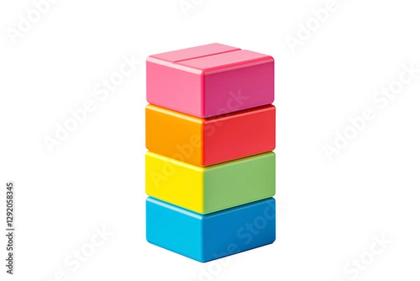 Fototapeta A colorful stack of building blocks isolated on a transparent background. Perfect for children's educational materials or toy-related concepts.