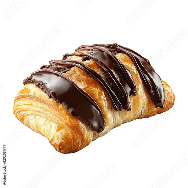 Fototapeta a PNG image of a chocolate croissant with a chocolate topping on top, placed on a transparent background