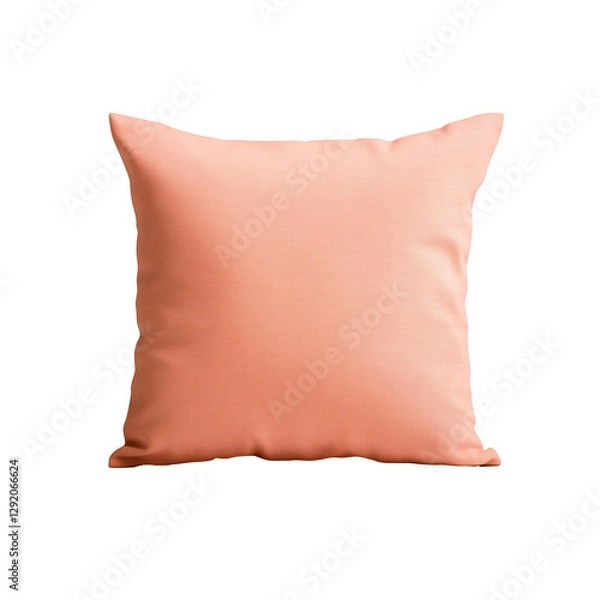 Fototapeta Soft square throw pillow in a calming coral hue perfect for cozy home decor and comfort in any living space