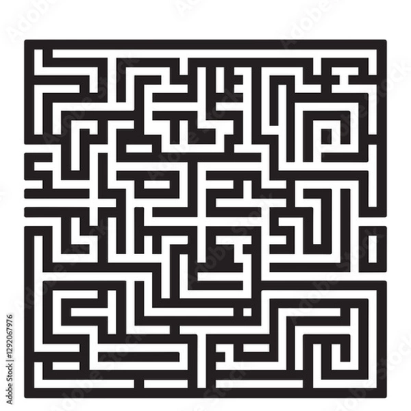 Fototapeta black Rectangular maze vector . Difficulty rectangular maze  labyrinth . 