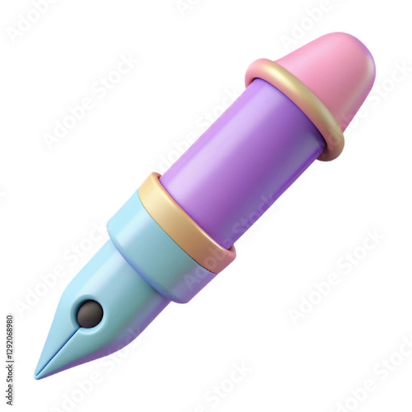 Obraz Pastel Office Supplies 3D Icons – Aesthetic Stationery, Technology & Workspace Essentials for Modern Productivity | Transparent Background