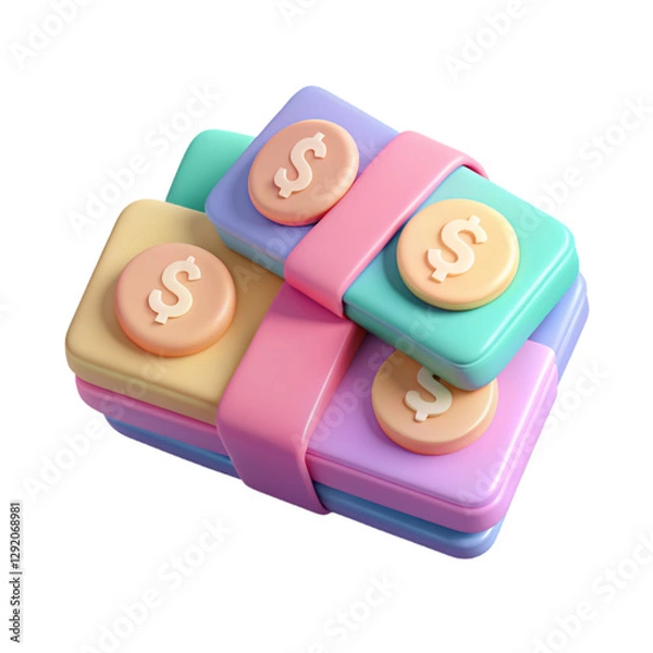 Obraz Pastel Office Supplies 3D Icons – Aesthetic Stationery, Technology & Workspace Essentials for Modern Productivity | Transparent Background