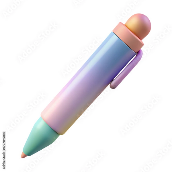 Obraz Pastel Office Supplies 3D Icons – Aesthetic Stationery, Technology & Workspace Essentials for Modern Productivity | Transparent Background