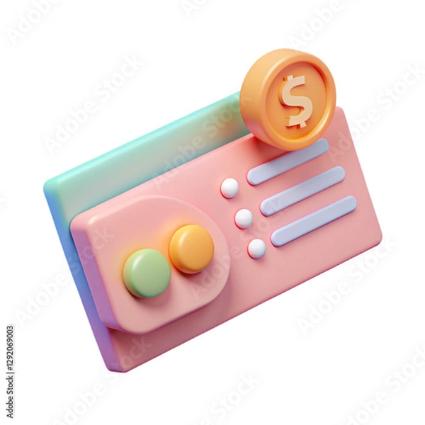 Obraz Pastel Office Supplies 3D Icons – Aesthetic Stationery, Technology & Workspace Essentials for Modern Productivity | Transparent Background