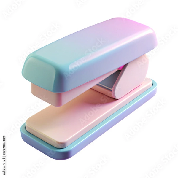Obraz Pastel Office Supplies 3D Icons – Aesthetic Stationery, Technology & Workspace Essentials for Modern Productivity | Transparent Background