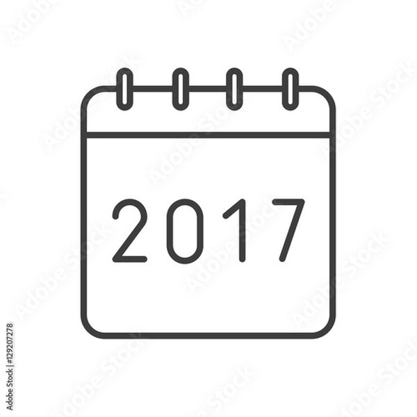 Obraz New Year 2017 calendar linear icon