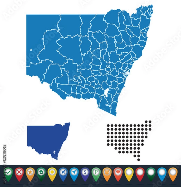 Obraz Set maps of New South Wales state