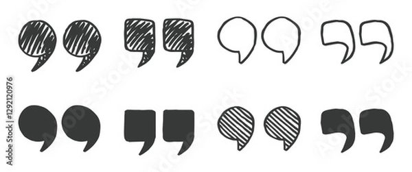Obraz Hand Drawn Quotation Mark Icons