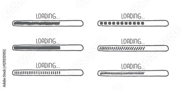 Obraz Hand Drawn Loading Bar Designs