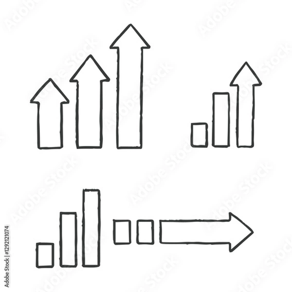 Obraz Outline Arrows and Bar Graph Icons