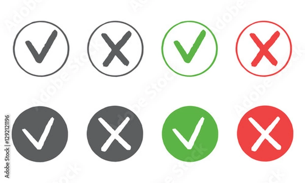 Obraz Colorful circular icons featuring checks and crosses