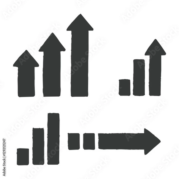 Obraz Black Arrow and Bar Graph Icons