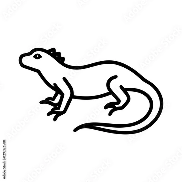 Fototapeta Iguana illustration in a minimalist style on a white background