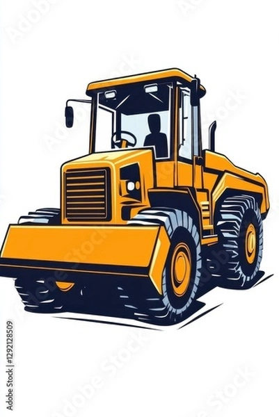 Obraz Yellow construction vehicle in vibrant stylized artwork for heavy machinery theme