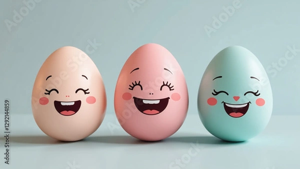 Obraz funny eggs faces happy easter smile