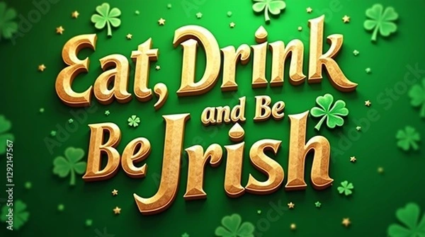 Fototapeta Eat, drink and be Irish. Concept print template saint patrick day.