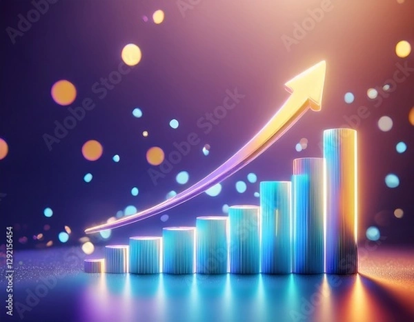 Fototapeta progress or development concept, Business growth, investment profit increase, arrow graph future growth plans, growing sales and revenue.	