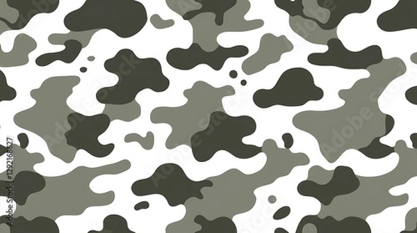 Fototapeta Camouflage Pattern: a seamless camouflage pattern in shades of gray and white, evoking a sense of stealth, military, and abstract visual