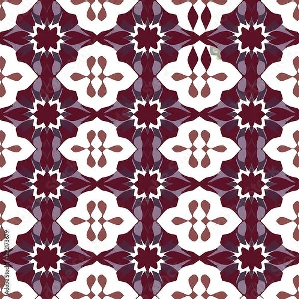 Fototapeta Floral Harmony: An elegant floral pattern, a symphony of burgundy and cream hues, is a testament to symmetry and abstract art.