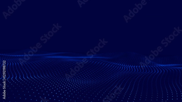 Obraz Digital technology background. Dynamic wave of glowing particles. Abstract background. 3d rendering.	