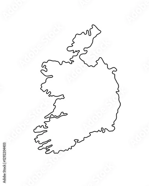 Obraz Ireland country map simple hand drawn outline vector illustration, Republic of Ireland blank template for design, educational purposes