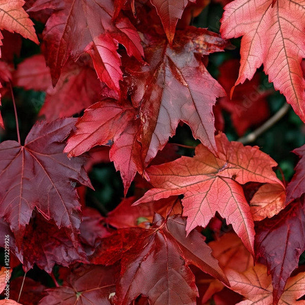 Obraz red wet leaves seamless