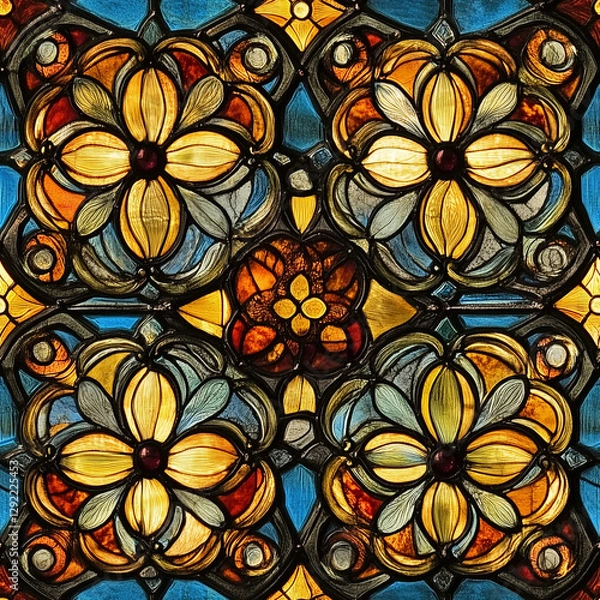 Obraz seamless floral pattern stained glass