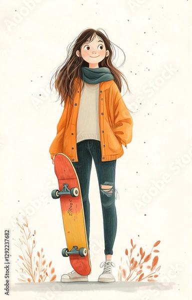 Obraz a girl with a skateboard 