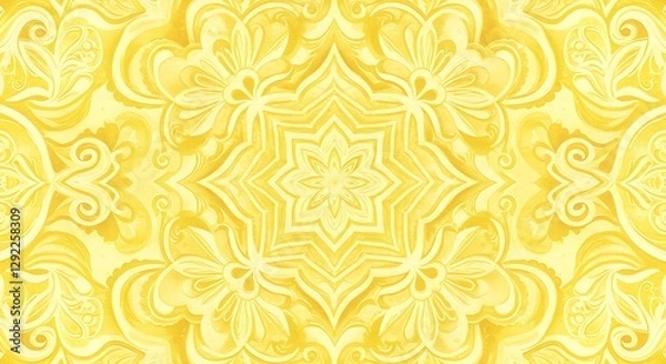 Obraz Yellow Floral Pattern Decorative Design Seamless Repeat Ultra HD
