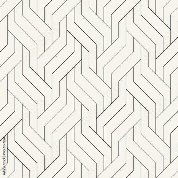 Fototapeta Vector seamless pattern. Modern stylish texture. Repeating geometric background. Striped monochrome thin grid. Linear  zigzag graphic design. Can be used as swatch.