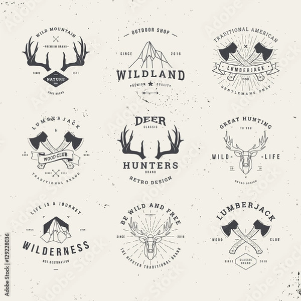 Fototapeta wildlife hunters logo set