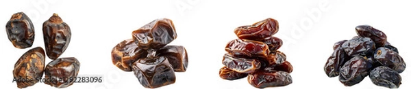 Fototapeta Dry dates on transparent background collection set