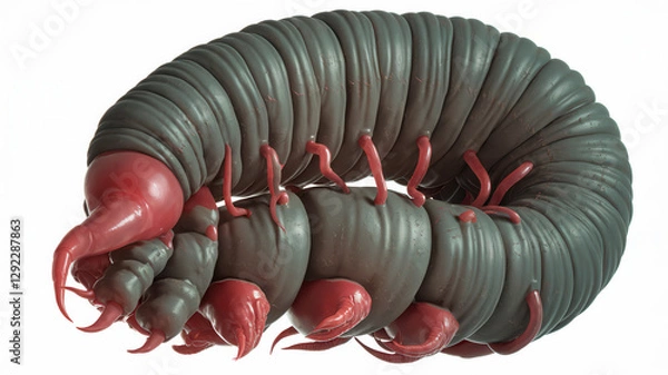 Fototapeta Close-up Macro Photography of Segmented Millipede Arthropod in Natural Wildlife Setting