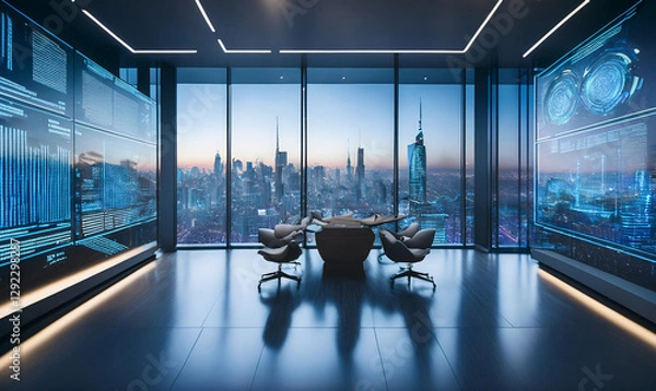 Fototapeta テクノロジーと近未来のオフィスの背景画像