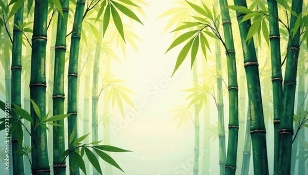 Fototapeta Strong vertical lines, textured bamboo, bold ink strokes , visual arts, nature, art