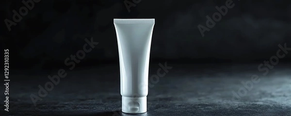 Obraz Moisturizer tube in white on a dark surface, ideal for skincare product displays