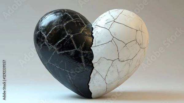 Obraz Cracked heart, split, studio, grief, concept