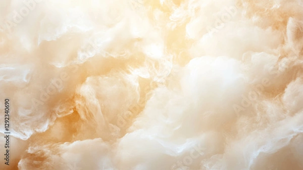 Fototapeta Light airy cream clouds with diffused background for dreamy design
