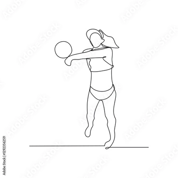 Fototapeta One continuous line drawing of Volleyball sports vector illustration. Volleyball sports design in simple linear continuous style vector concept. Sports themes design for your asset design vector.