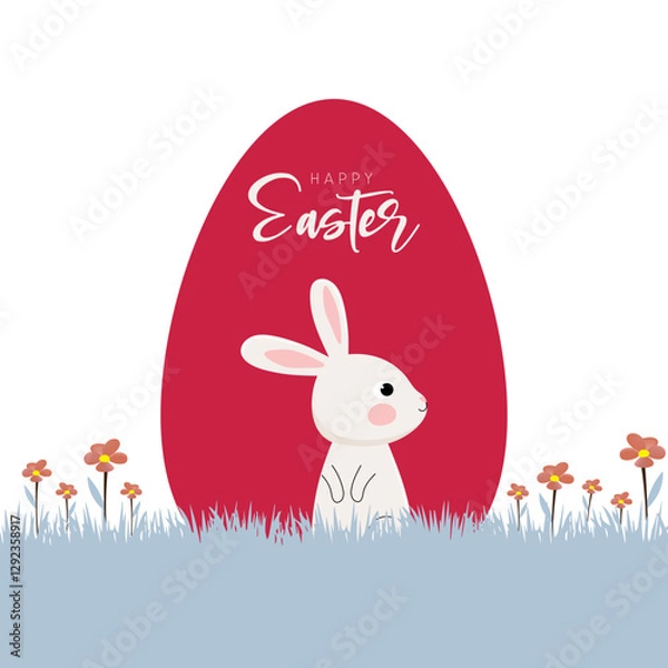 Fototapeta happy easter day. happy easter day egg with bunny wallpaper background. happy easter greeting card.