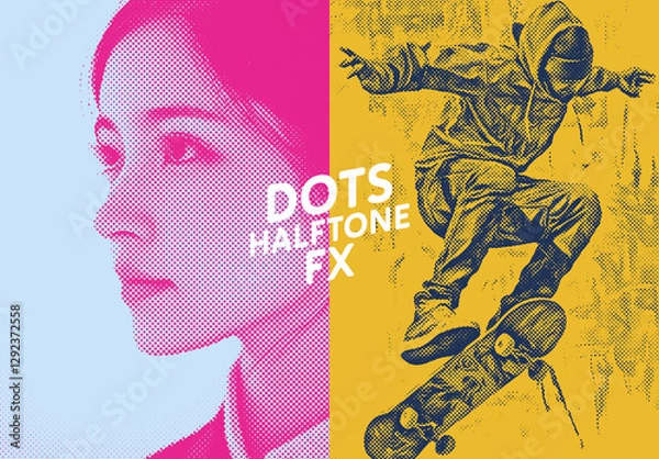 Fototapeta Halftone Dots Pattern – Retro Stipple Texture for Photoshop