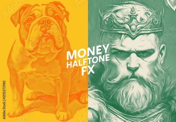 Fototapeta Engraved Money Halftone Texture – Vintage Print Effect for Photoshop