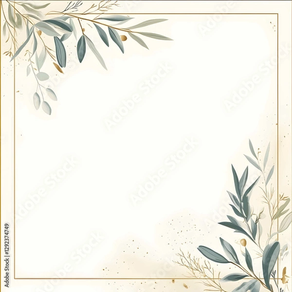 Fototapeta Create a simple vector border for a confirmation invitation The design should be elegant and minimal with subtle religious elements like small crosses or olive bran