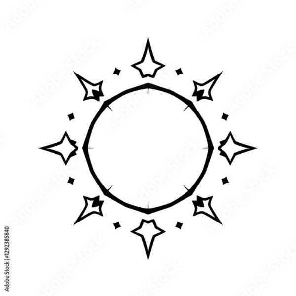 Fototapeta Black-and-White Starburst Design. A stylized, artistic representation of a sun or star.