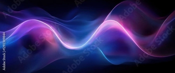 Fototapeta Dynamic Abstract Wave Form Light Particle Pattern in Vibrant Blue and Purple on Dark Background